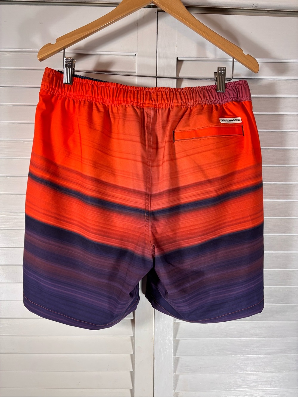 Scotch & Soda Swim Trunks Orange Stripe Size Medium - Picture 2 of 8
